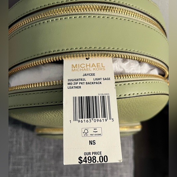 NWT and BAG MICHAEL KORS (JAYCEE) Medium Backpack. COLOR:LIGHT SAGE (GIFT READY) - Picture 1 of 11